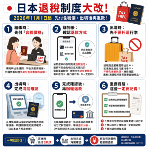 日本退稅大改～11/1起不能再「當場免稅」