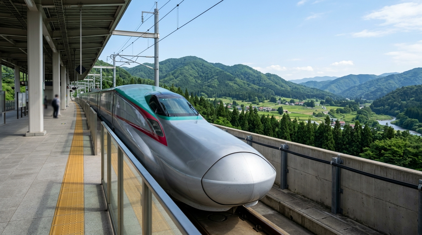 日本東北地區JR車站月台示意圖(AI 生成示意圖)