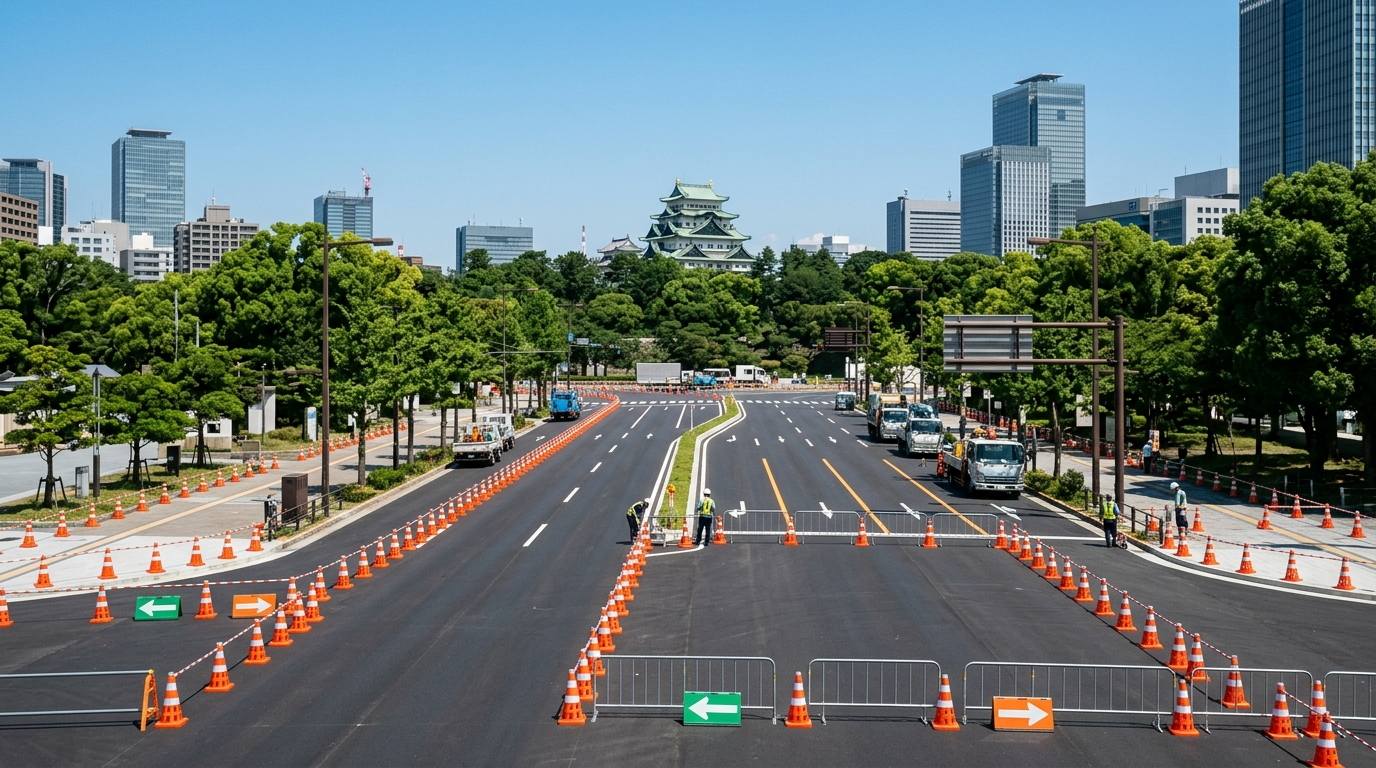 名古屋亞運馬拉松賽道街景示意圖(AI 生成示意圖)