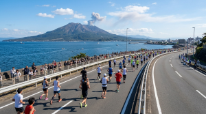 鹿兒島馬拉松完整指南：櫻島活火山噴煙奇景、錦江灣濱海賽道與黑豬肉極致補給攻略